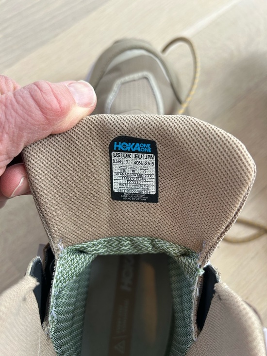 Hoka Anacapa Gore-Tex Brown and White Trail Mid-Top Sneakers with Yellow Accents - Picture 6 of 6